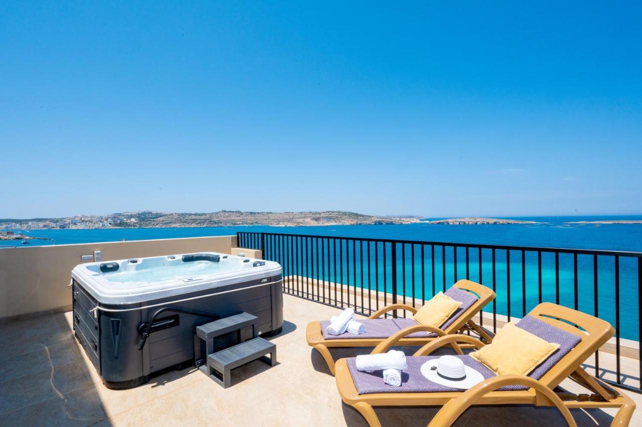 Апартаменты Islet Promenade Seafront Penthouse With Breathtaking Seaviews And Private Hot Tub On The Large Terrace By Getawaysmalta Сент-Полс-Бей Экстерьер фото